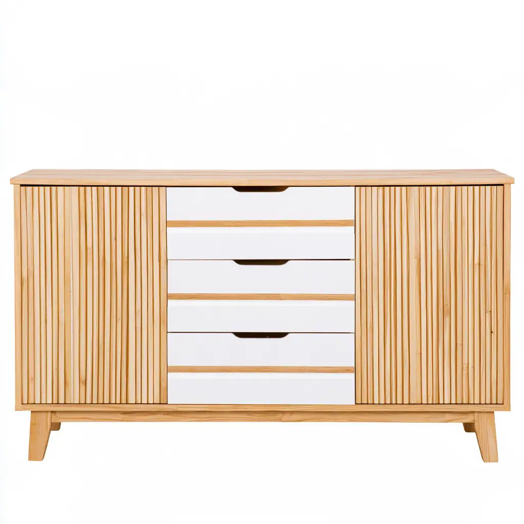 Credenza dal design essenziale, bianco e marrone, per la casa