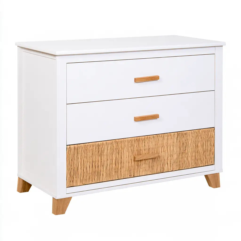 Credenza dalle linee moderne, bianco e marrone, per la casa